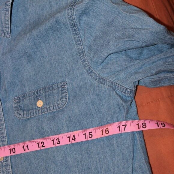 Talbots Blue 100% Cotton Blend Button Down Denim Shirt Dress Women's Size 4 - Picture 11 of 12